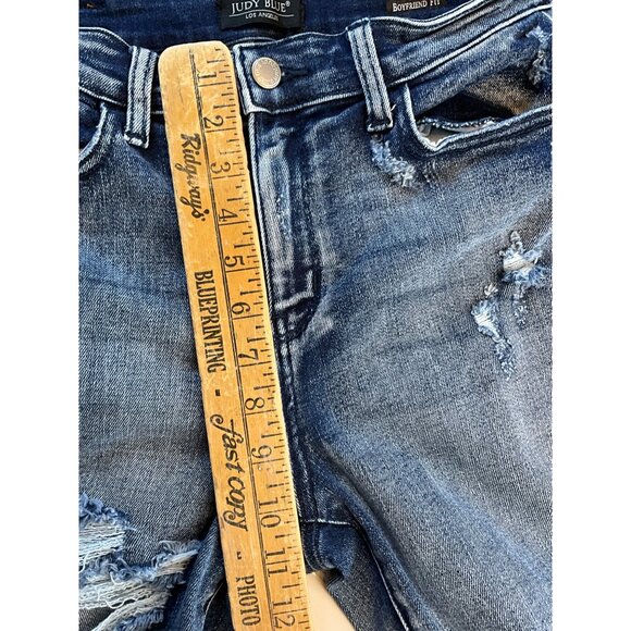Judy Blue Boyfriend Fit 5|27 Distressed Jeans Style #JB82284MD - Picture 7 of 9